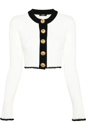 Balmain Cardigan crop à bords contrastants