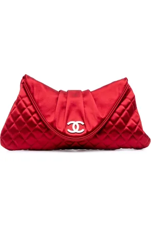 CHANEL 2008-2009 CC Quilted Satin Half Moon Flap clutch bag