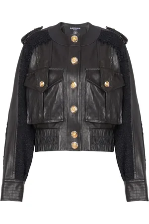 Balmain Veste bomber à empiècement en tweed