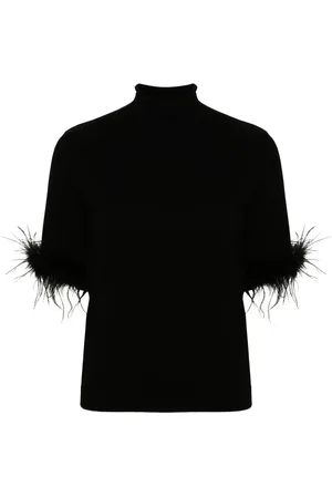 Twin-Set Pull orné de plumes à manches courtes