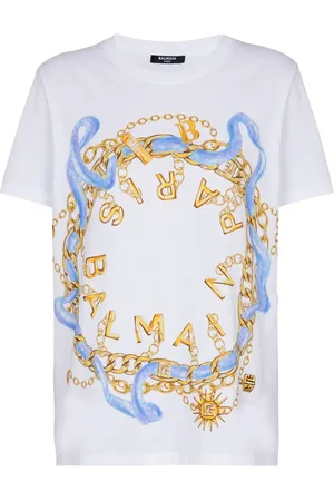 Balmain T-shirt en coton à imprimé chaîne