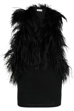 The Attico Robe courte à détails de plumes