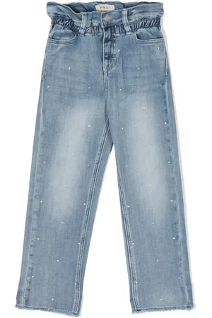 Twin-Set Jean délavé à taille haute froncée