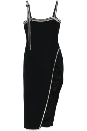 DAVID KOMA Robe mi-longue à ornements en cristal