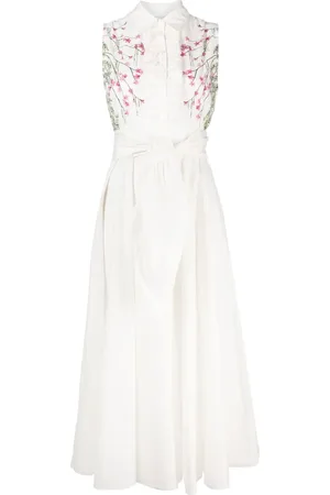 Giambattista Valli Robe sans manches Ramage à taille ceinturée