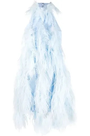 The Attico Robe courte ornée de plumes à dos nu