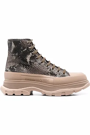 Alexander McQueen Bottines à effet peau de serpent