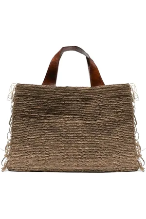 IBELIV Sac cabas tressé Onja à franges