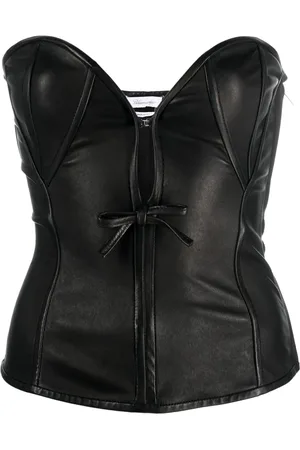 BLUMARINE Haut en cuir à encolure coeur