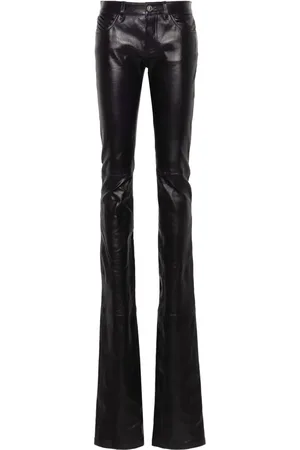 The Attico Pantalon en cuir à coupe longue