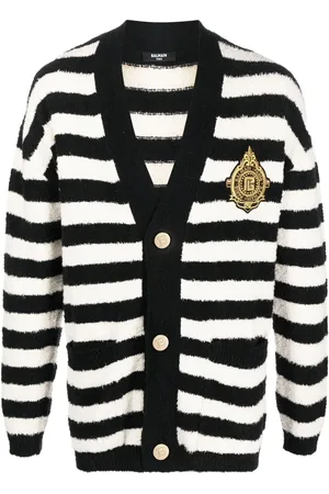 Balmain Cardigan rayé à patch logo