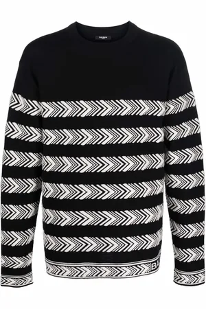 Balmain Pull en maille intarsia à manches longues