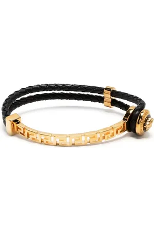 VERSACE Bracelet Greca en cuir tressé