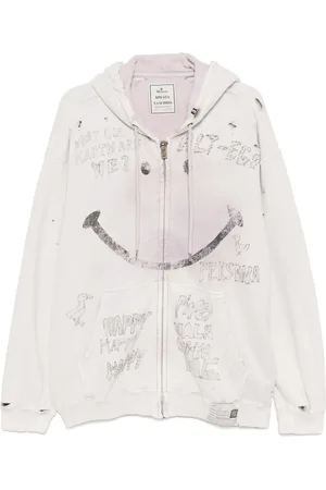 Maison Mihara Yasuhiro Hoodie zippé à imprimé visage souriant