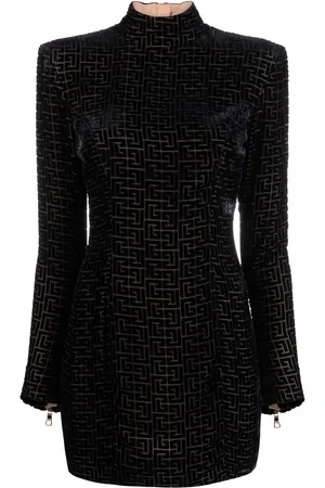 Balmain Robe courte en velours à motif monogrammé