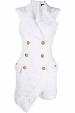Balmain Robe en tweed à boutons décoratifs