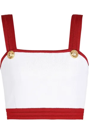 Balmain Haut crop à bords contrastants