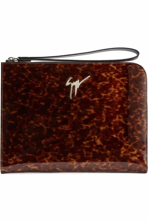 Giuseppe Zanotti Pochette en cuir verni Fabian à effet écaille de tortue