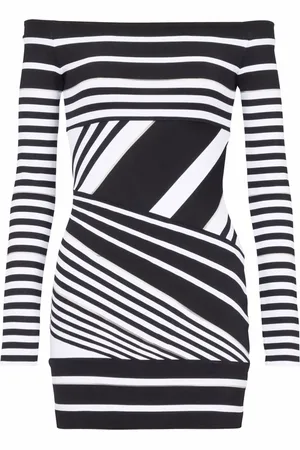 Balmain Robe courte à rayures en jacquard