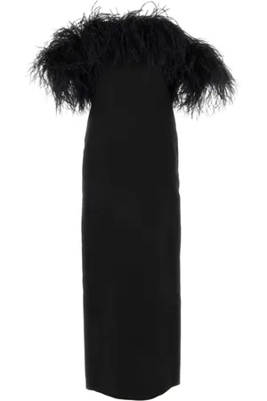 VALENTINO GARAVANI Robe mi-longue bordée de plumes