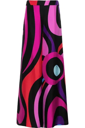 Puccini Pantalon palazzo en soie à imprimé Marmo