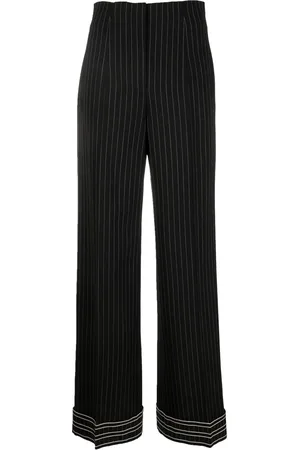 Alberta Ferretti Pantalon rayé à taille haute