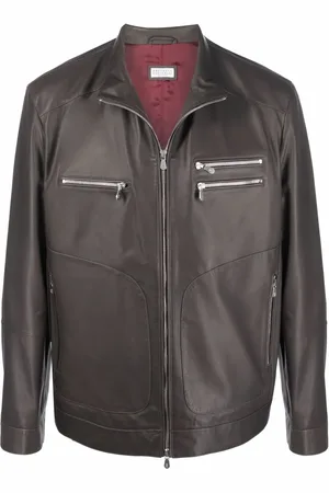 Brunello Cucinelli Veste en cuir à fermeture zippée