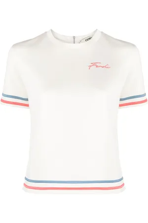 Fendi T-shirt en coton mélangé à logo brodé