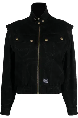 VERSACE Veste en jean à imprimé Chain Couture