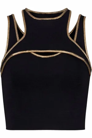 Balmain Haut crop en maille à bords contrastants