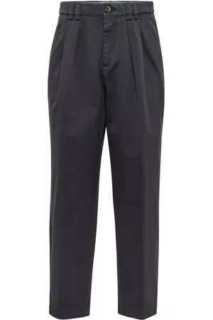 Brunello Cucinelli Pantalon en coton à design plissé