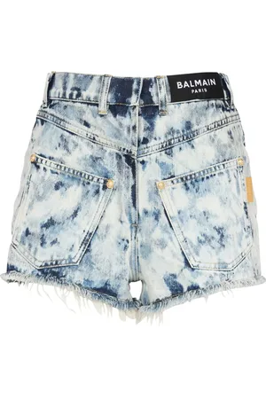Balmain Short en jean à effet délavé