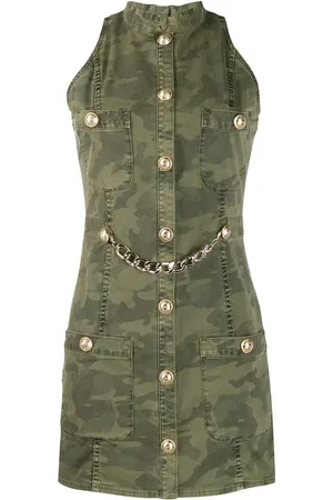 Balmain Robe à design sans manches et imprimé camouflage