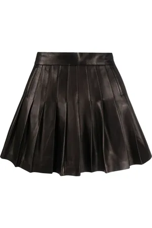 Balmain Minijupe plissée en cuir