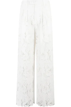 Isabelle Blanche Pantalon droit en dentelle