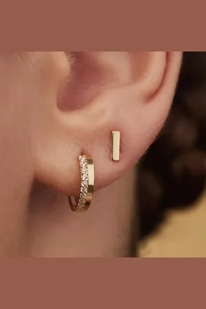 Isabel Bernard Bijouterie, Le Marais Louna 14 Karat Hoop Earrings With Zircon en