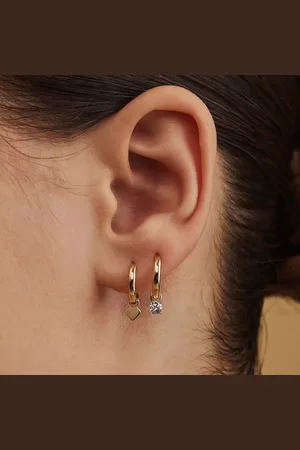 Isabel Bernard Bijouterie, Le Marais Ophélie 14 karat hoop earrings with zirc en