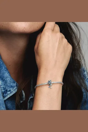 PANDORA Bijouterie, Snake chain sterling silver bracelet with moon cla en