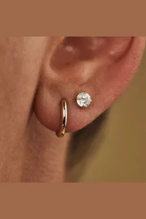 Isabel Bernard Bijouterie, Le Marais Lourdes 14 Karat Ear Studs With Zirconia en