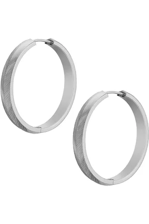 Fossil Bijouterie, Harlow Linear Texture Stainless Steel Hoop Earring en