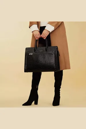 Isabel Bernard Sacs à main, Honoré Nadine Croco Black Calfskin Leather Handbag en