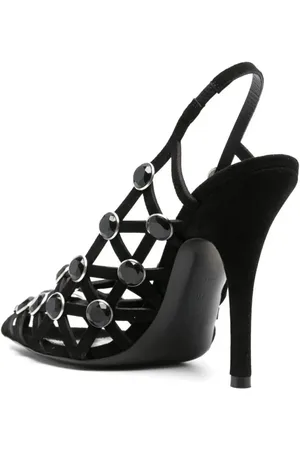 The Attico Escarpins, 125Mm Embellished Suede Slingback Pumps en
