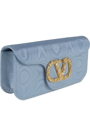 VALENTINO Sacs bandoulière, Blue Moiré Fabric Locò Clutch en