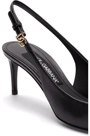 Dolce & Gabbana Escarpins, Black Leather Slingbacks en