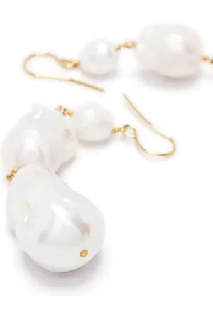 Jil Sander Bijouterie, Grainy Pearl Earrings 2 Gold/ en