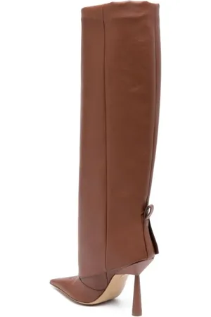 Gia Borghini Bottes & Bottines, Brown Eco-Leather Knee-High Boots en