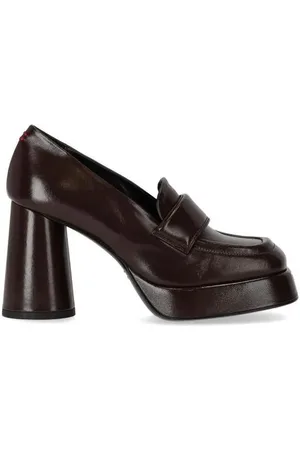 HALMANERA Escarpins, Glaze Dark Brown Heeled Loafer en
