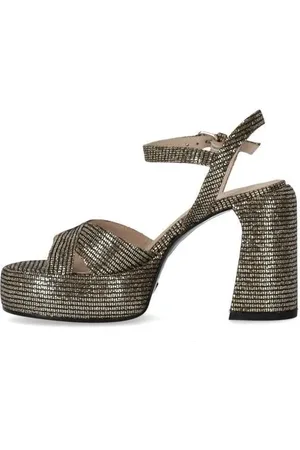 Elena Iachi Sandales, Lexy Black Gold Heeled Sandal en