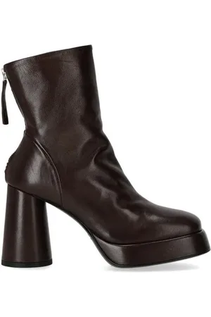 HALMANERA Bottes & Bottines, Lara Dark Brown Heeled Ankle Boot en