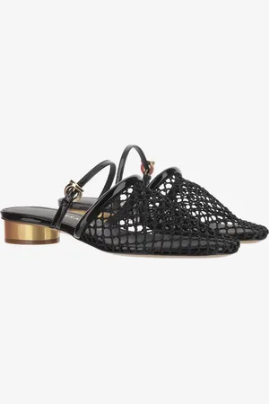Salvatore Ferragamo Mules & Slides, Mesh And Leather Mules en